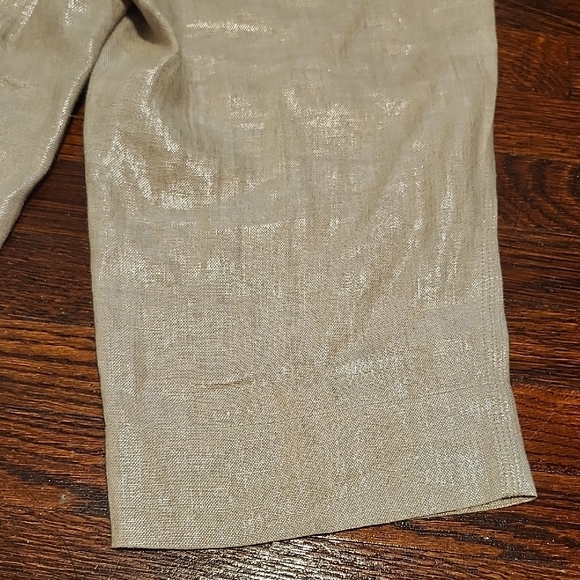 J. Crew City Fit 100% Linen Shiny Metallic Beige Bermuda Shorts Tailored Fit - Picture 9 of 9